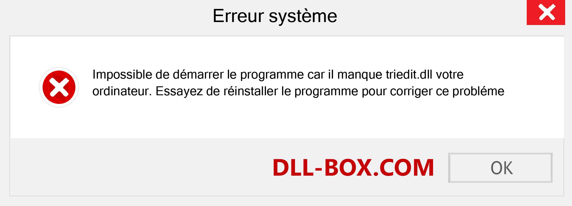 Le fichier triedit.dll est manquant ?. Télécharger pour Windows 7, 8, 10 - Correction de l'erreur manquante triedit dll sur Windows, photos, images